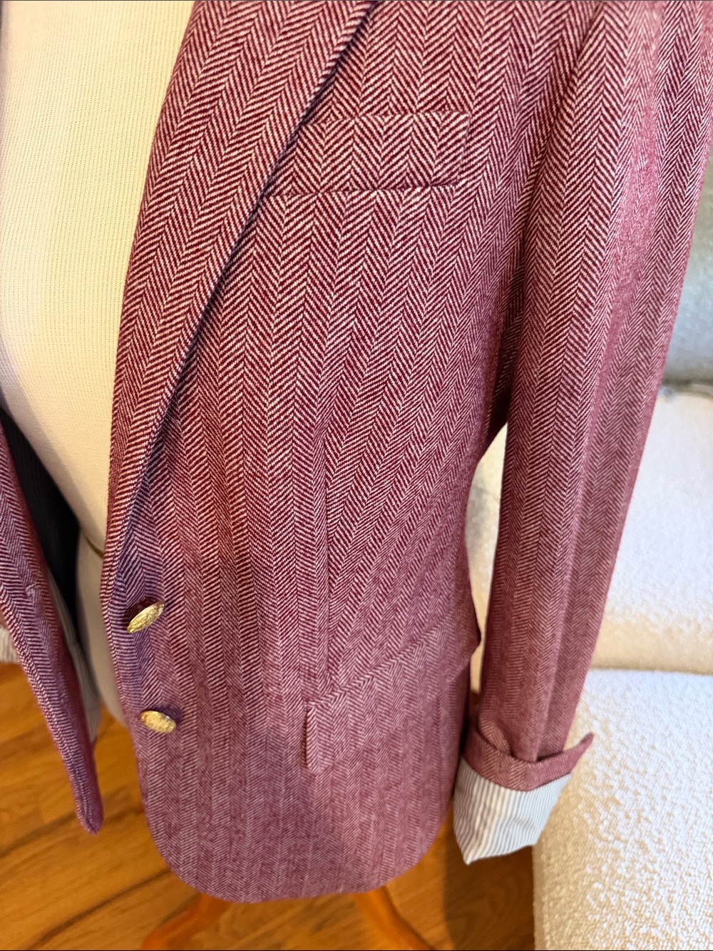 J. Crew Burgundy Herringbone Schoolboy Blazer - Picture 3 of 4